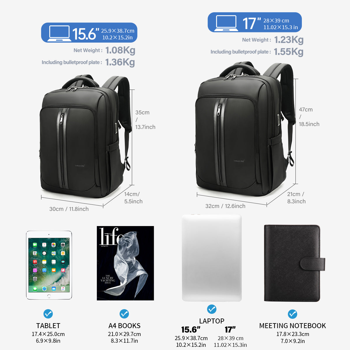 Hot sell Tigernu T-B9600 15.6 17 backpack wholesale computer bag anti theft travel laptop backpack with type c usb charging port bulletproof