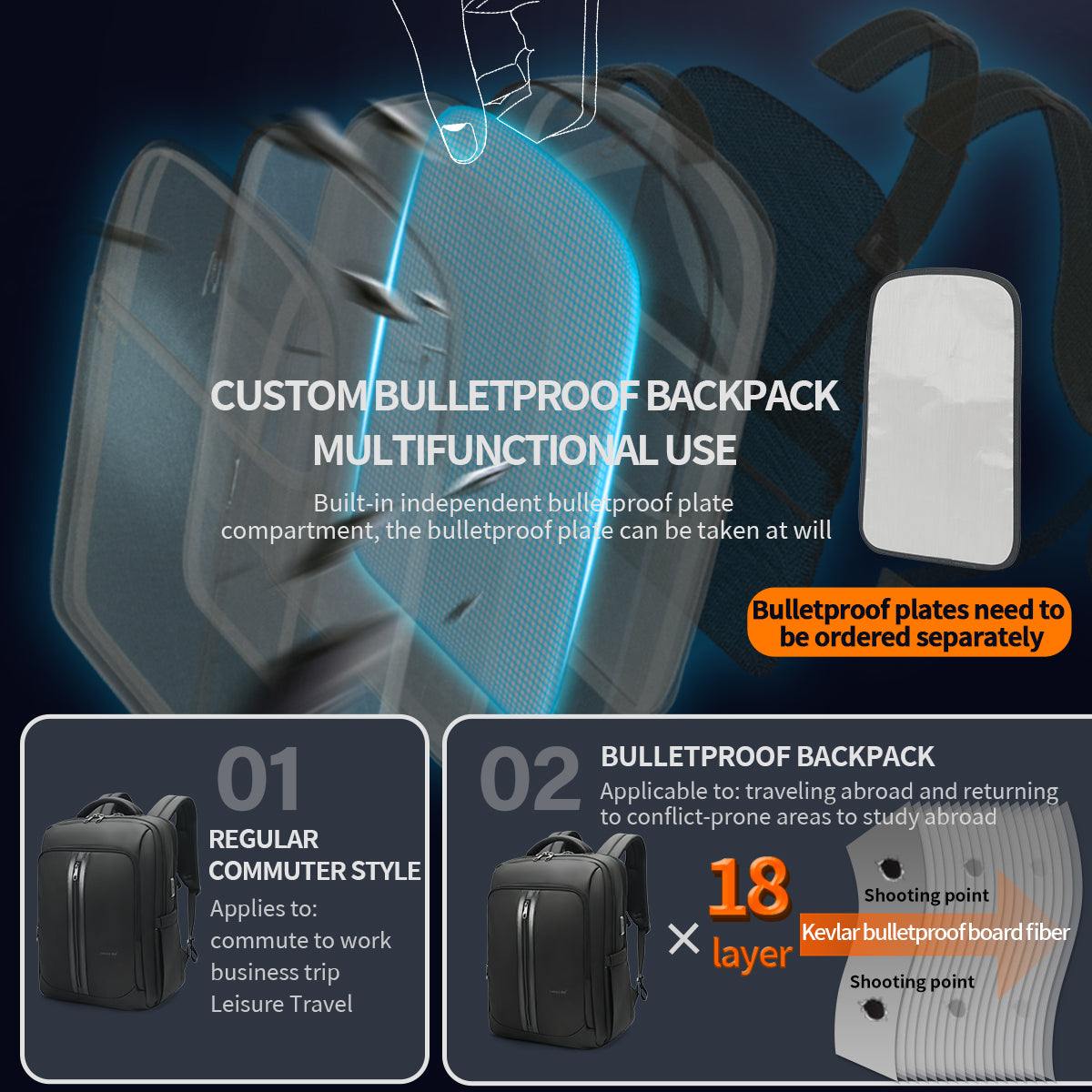 Hot sell Tigernu T-B9600 15.6 17 backpack wholesale computer bag anti theft travel laptop backpack with type c usb charging port bulletproof