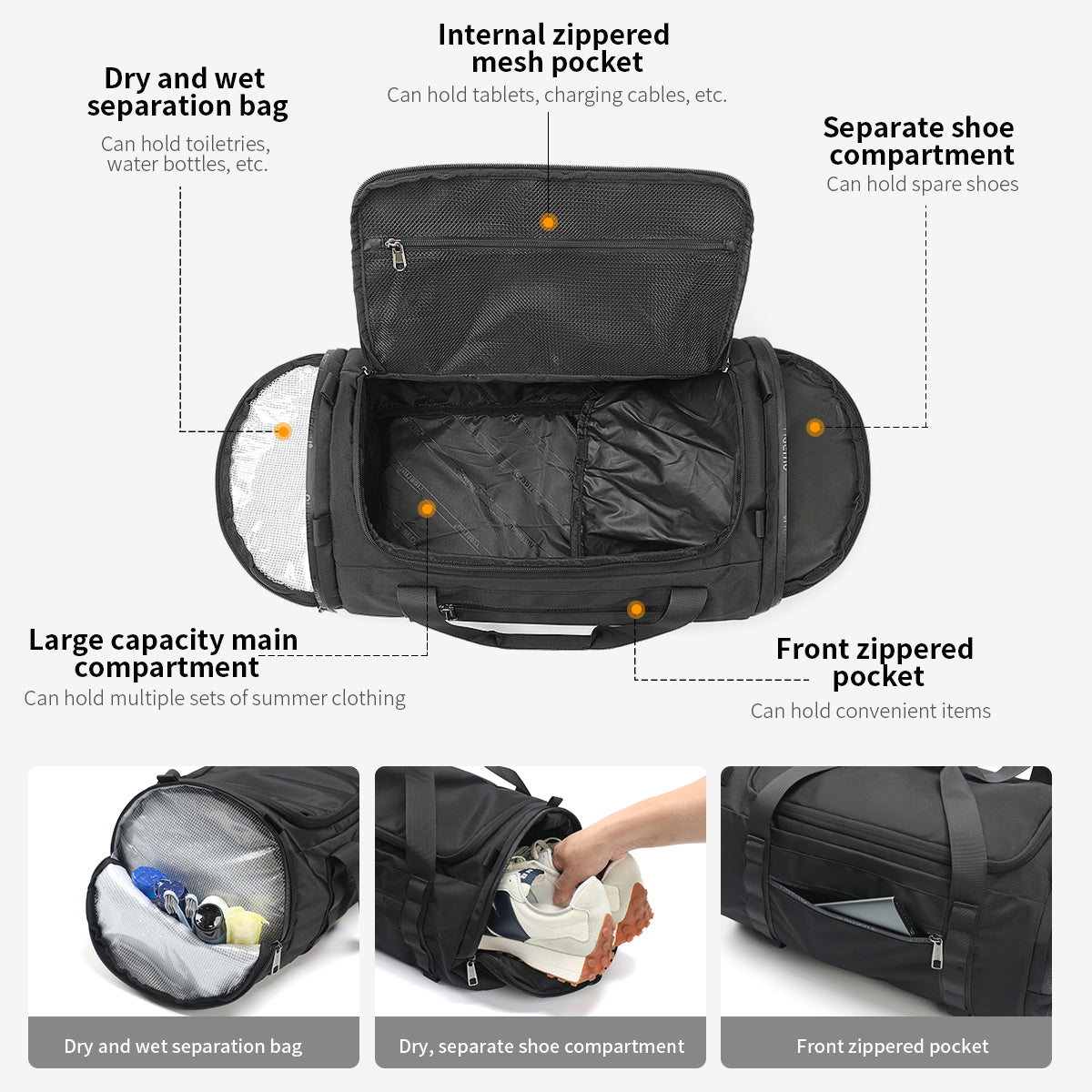 Tigernu brand new travel fitness trendy and fashionable gym waterproof bag with shoes compartments