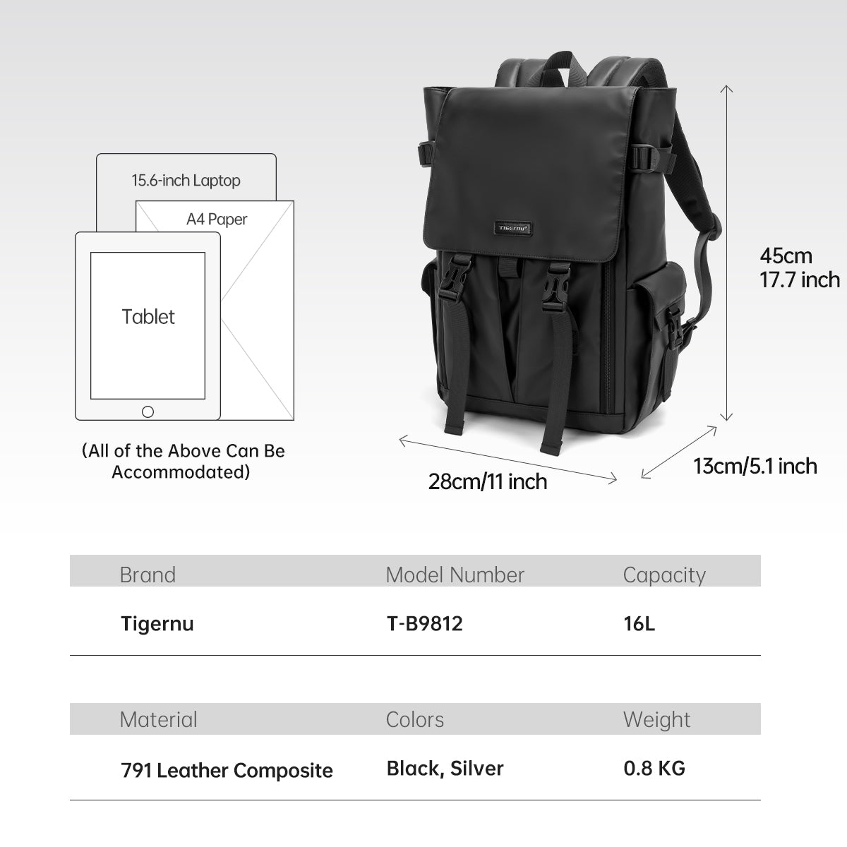 Tigernu brand T-B9812 new 15.6 inch laptop backpack waterproof with multiple compartments trendy and cool travel