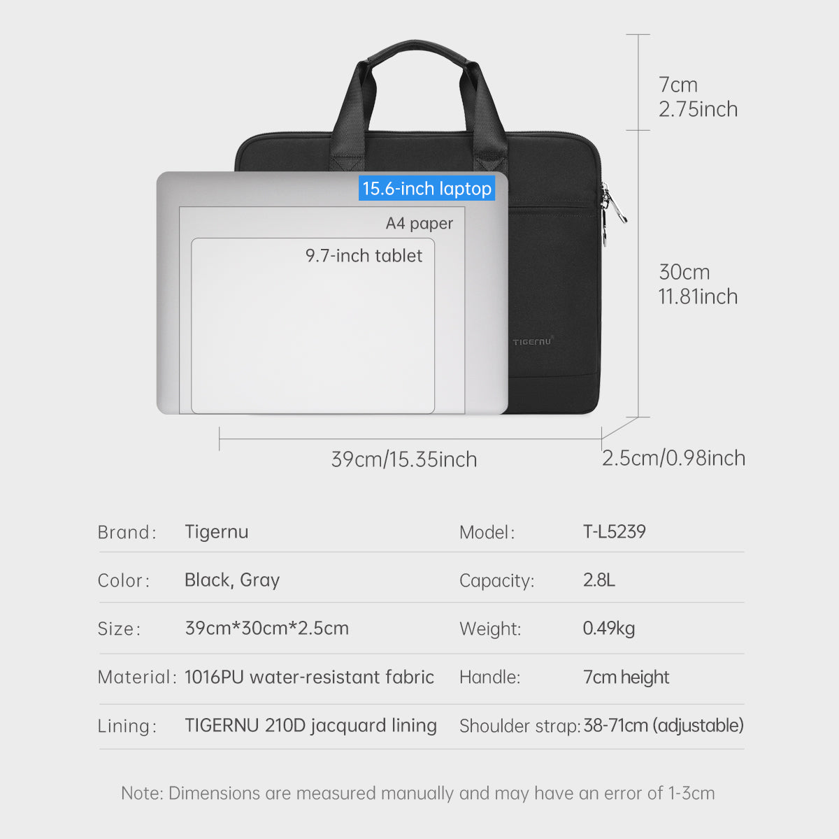 TIGERNU T-L5239 Large Capacity Waterproof Fashion Computer Bag